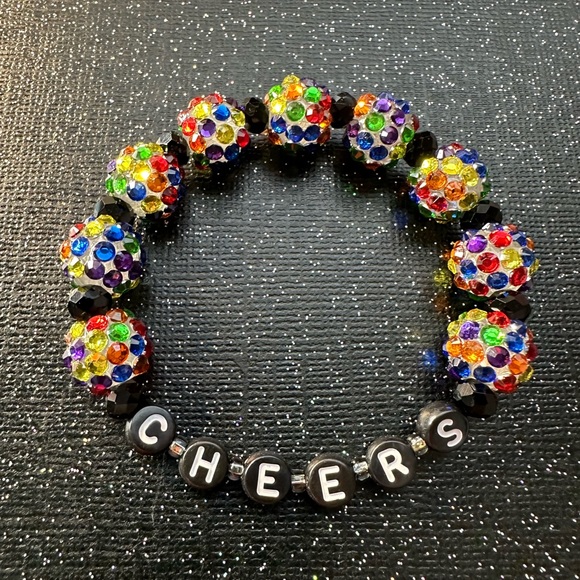CHEERS Bracelet Rainbow Multicolored Rhinestone Beads New Years Eve Party - Picture 2 of 4